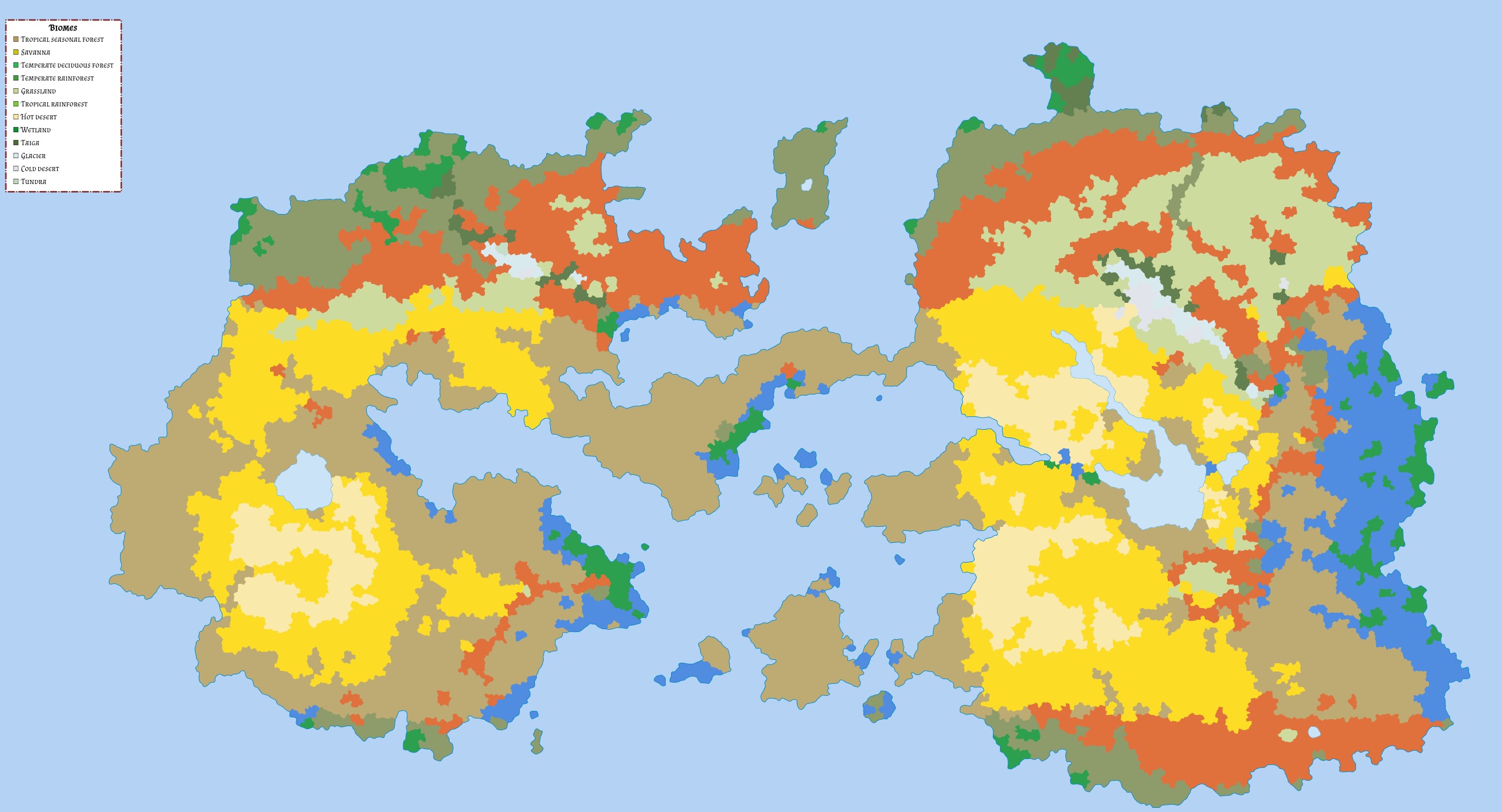 Biome map of Aletheia showing broad ecological regions across the world.
